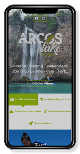 móvil con la web de arcos lake activities