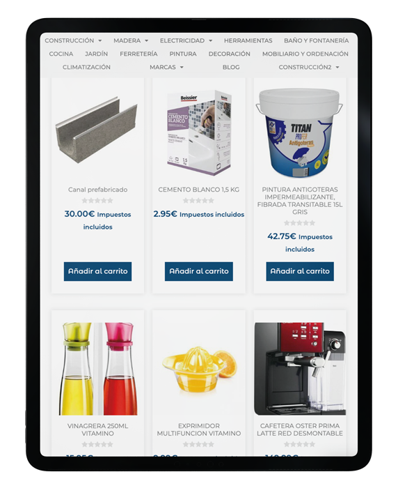 tablet reproduciendo una tienda online